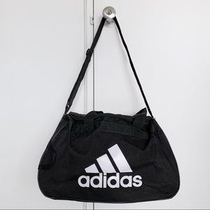 Adidas Black Duffel Bag Gym Sports Travel Shoulder Strap Logo Workout Athletic